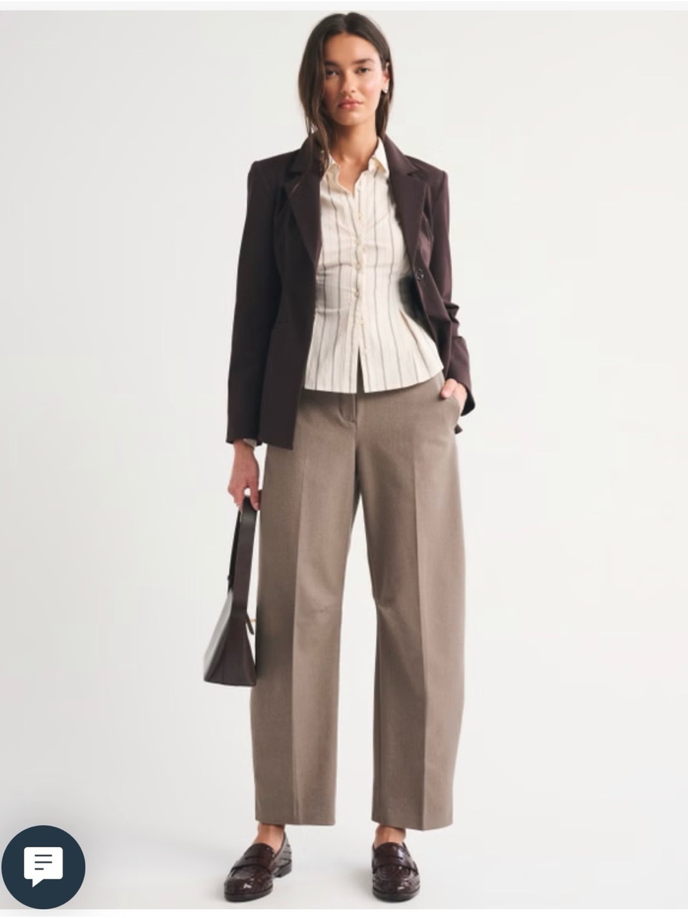 Abercrombie Forme Barrel High-Waist Barrel Leg Women's Pants in Taupe